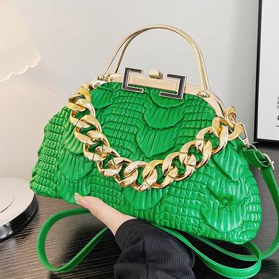 Damen Plissierte PU Leder Umhängetaschen Dicke Kette Messenger Bags Luxuriöse Damen Taschen Nacht Clutch Gold Rosa Grün