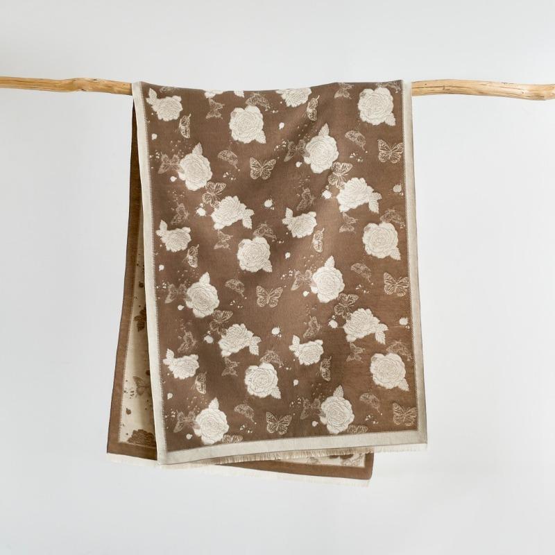 New elegant flower scarf commuting temperament fashionable high-end versatile imitation cashmere going out shawl women