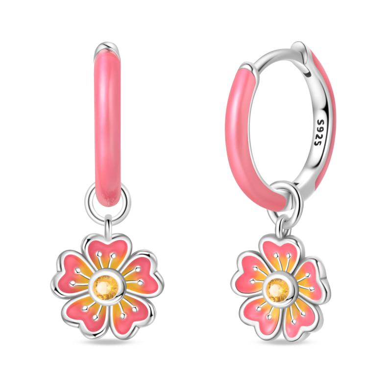 Hoop Earring Copper Metal Pendientes Pansy Butterfly Lotus Sunflower Designed For Woman Authentic Original Earring Trendy Fashion High Quality Fine