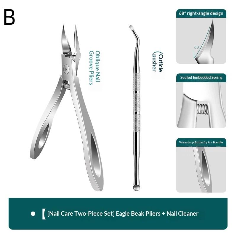 1/2/3Pcs Stainless Steel Toenail Clippers Set With Ergonomic Handle,Includes Wide Mouth Angled Scissors,Nail File Cuticle Tool