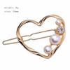 Women Hairpin Alloy Simple Style Geometry Round Triangle Love Pearl Side Clip Hairwear