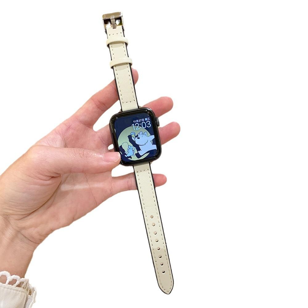 Suitable For Apple Applewatch10 Watch With Fine Silicone Sticker Leather Iwatch9876 Generation Se Strap For Women