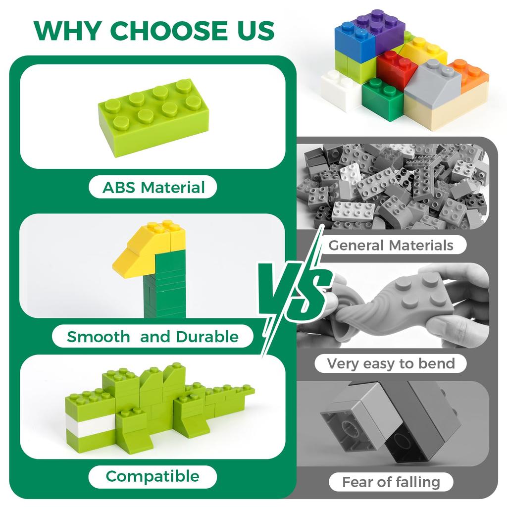 1500-teiliges Klassisches Baustein-Set, Kompatibel mit großen Marken, Erweiterbar mit vorhandenen Bausteinen, 10 Farben, 12 Formen, Ab 6 Jahren