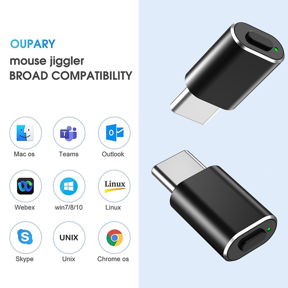 USB Type-C Mouse Jiggler Undetectable Automatic Mover Simulate Mouse Movement for PC Laptop Keeps Computer Awake ON/Off Button