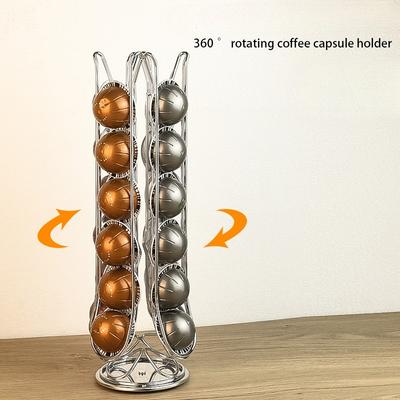 Coffee Capsule Storage Rack, 24 Nespresso Coffee Capsule Coffee Cup Storage Rack, Vertuo Stainless Steel Storage Display Rack