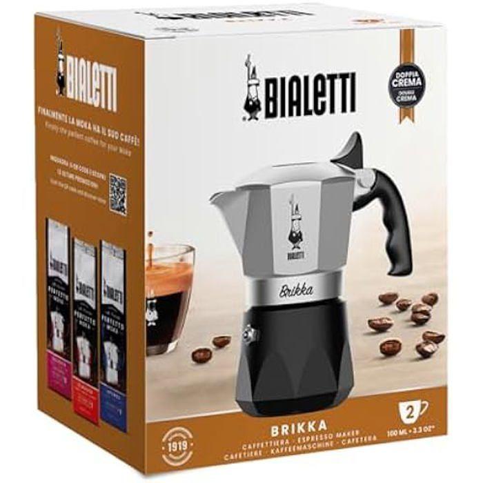 Cafetière Moka - Bialetti - Brikka 2023 - 2 tasses - Aluminium - Noir