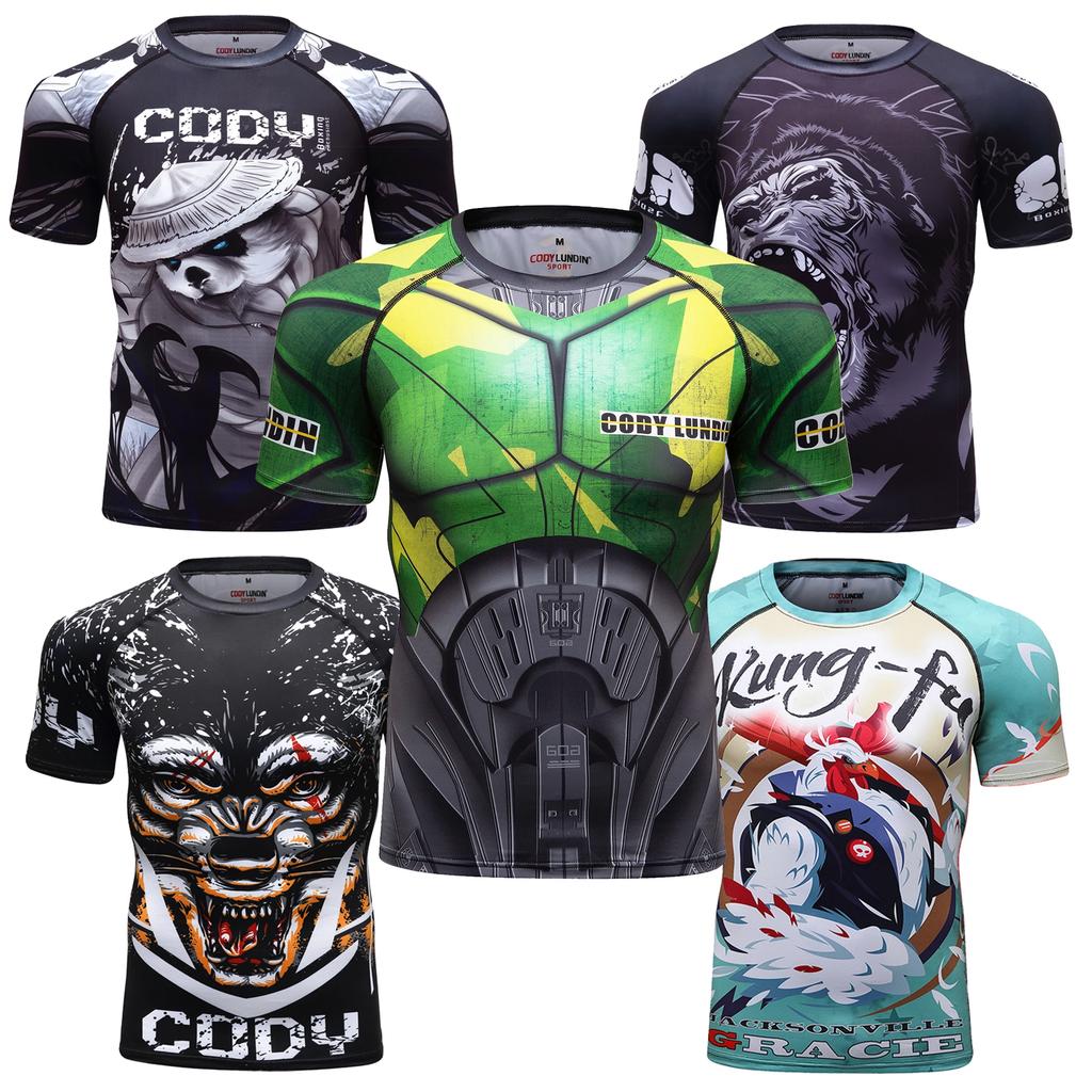 Abbigliamento Sportivo Rash Guard Bjj Grappling Brazilian Jiu Jitsu Adulti Uomo Nogi No Gi Bjj Jiu Jitsu MMA Rash Guard Maglietta da Corsa Bjj