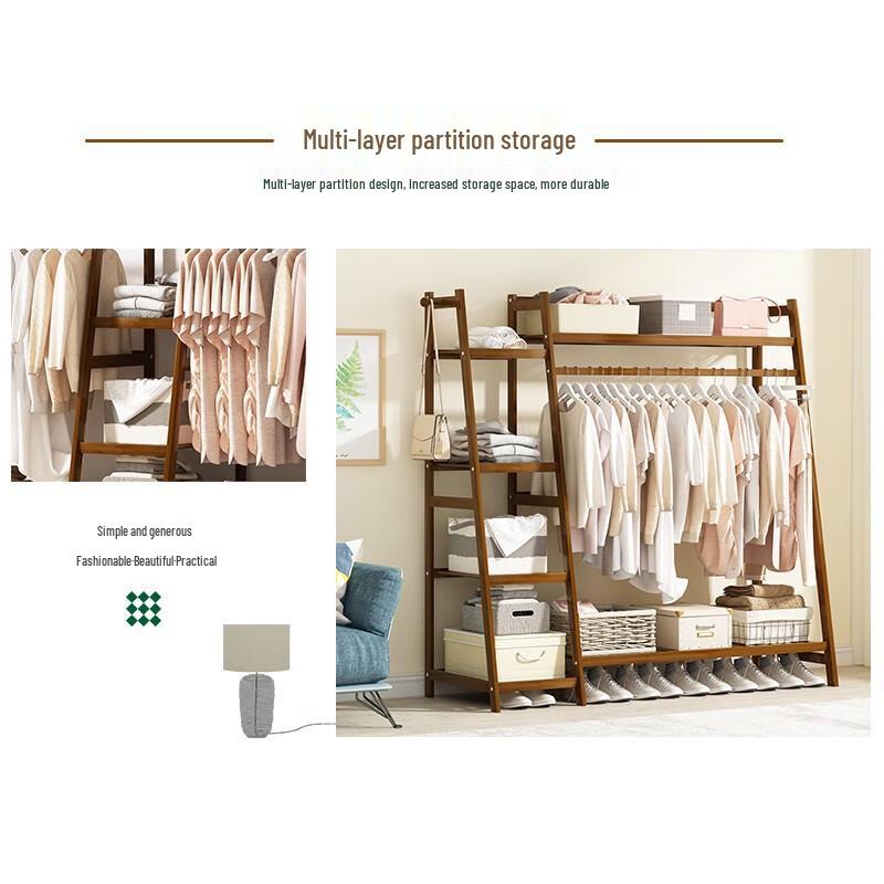 Minimalist Bamboo Floor Standing Clothes Rack