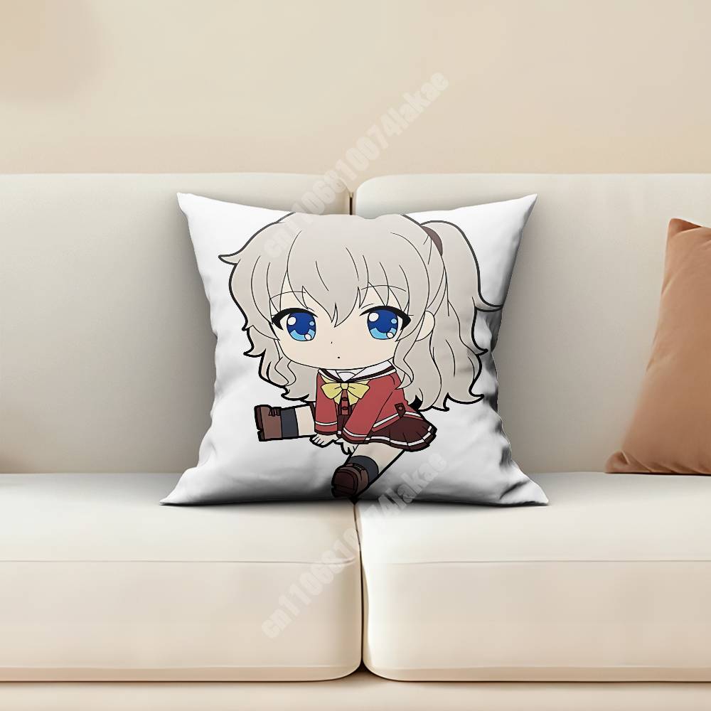 Charlotte Tomori Nao  Otosaka Yuu Pillow Cover Sofa Couch Cushion Case Creative Workspace Accent Home Decor