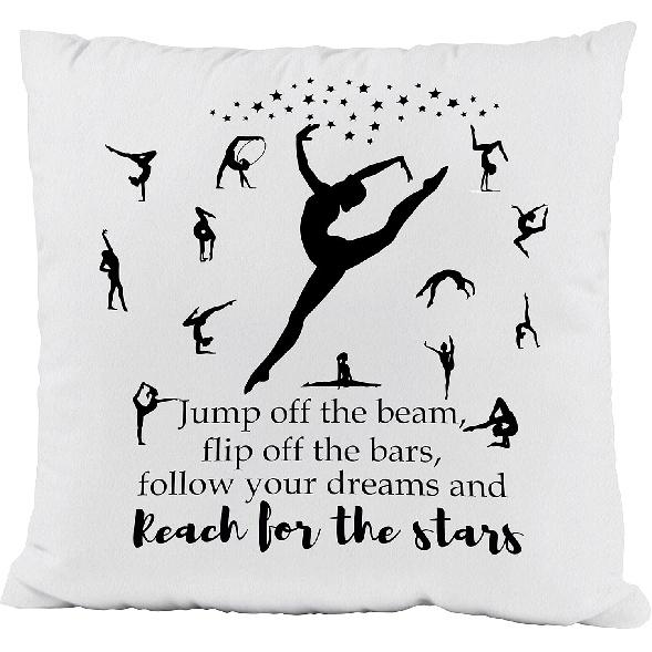 Gymnast Jump Off The Beam Flip Off The Bars Follow Your Dreams Soft Throw Pillow Cover Cushion Cover Decor for Sofa Couch Bed 18x18 Inch Girls