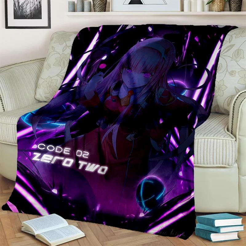 DARLING in The FRANXX Cartoon Zero Two Sexy dívčí deka, měkká přikrývka pro domácí ložnici Pohovka Pikniková deka pro děti