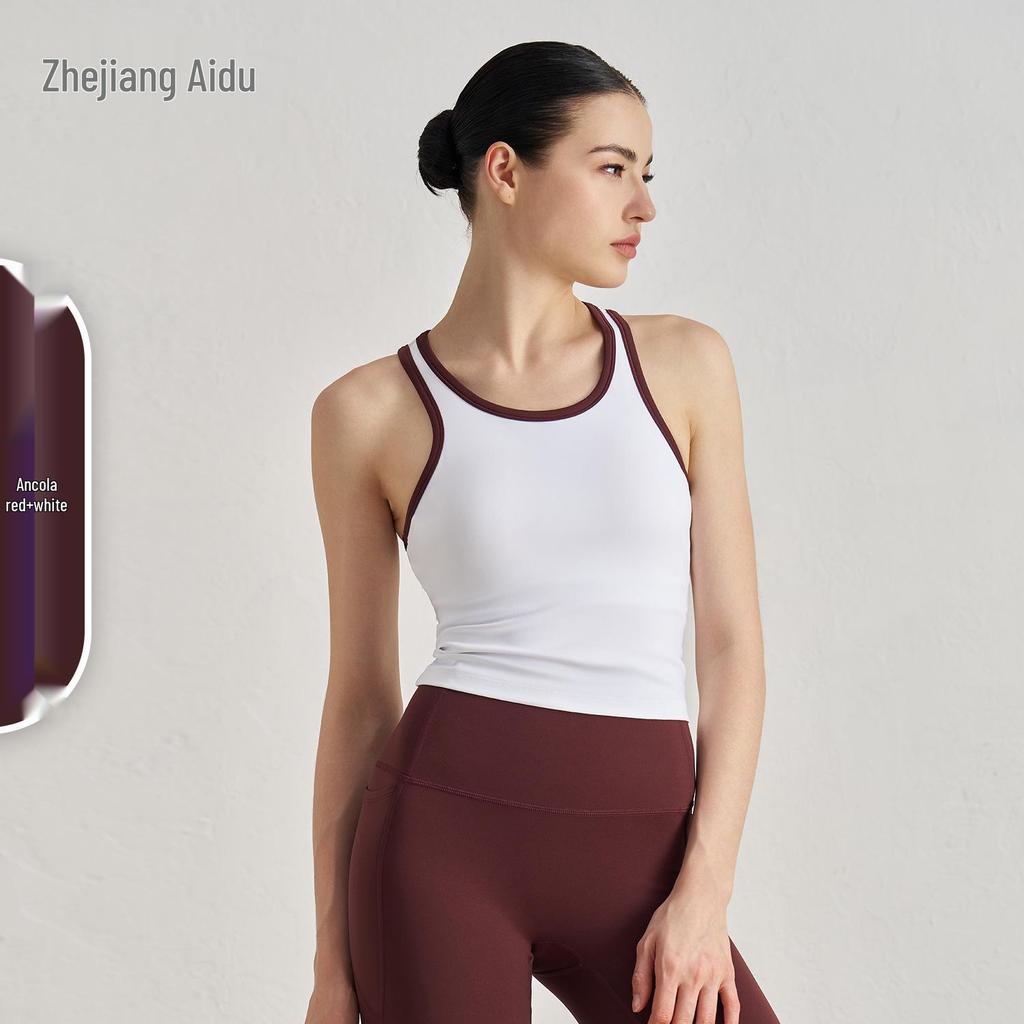 Biustonosz sportowy Nude Feeling Color Block Stitch - Damski oddychający biustonosz do jogi i pilatesu