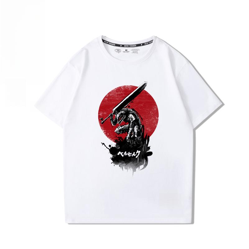 Berserk Anime Hübscher Druck 100% Baumwoll-T-Shirt Sommer Herren Lässig Bequem Atmungsaktiv Streetwear