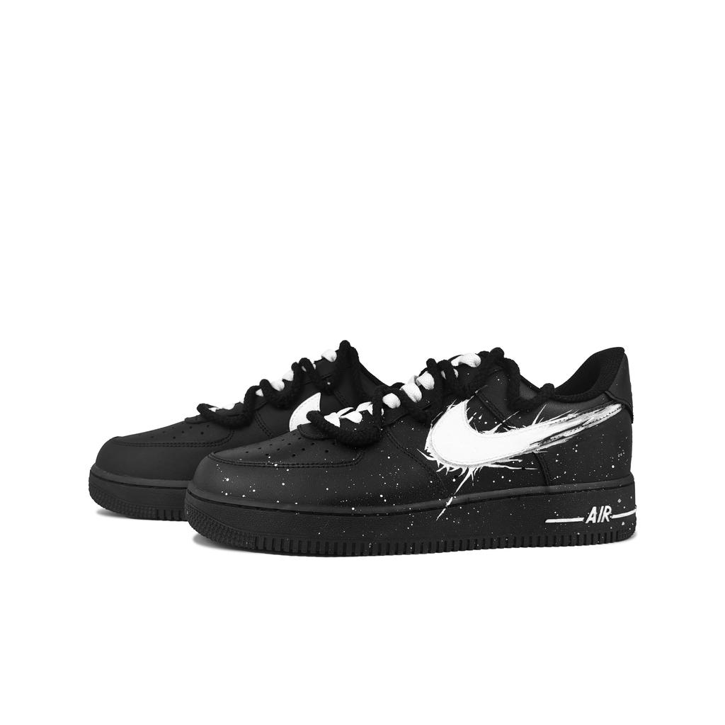 Nike Air Force 1 Slip Resistant Abrasion Resistant Low Top Skateboard Shoes Unisex Black White CW2288-001(Team619-)