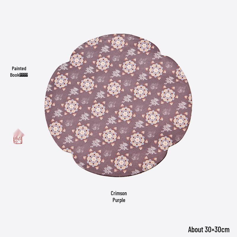 High-Grade Chinese Silk Plum Blossom Tea Mat - Square, Waterproof, Anti-Scalding, Small
