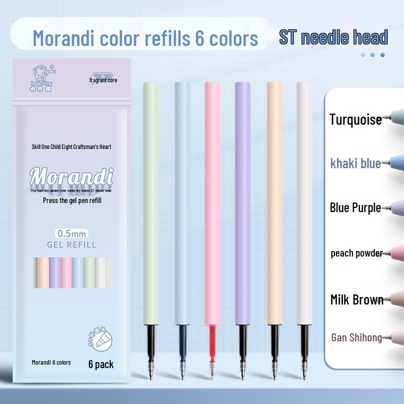 Morandi Color Click Pen: Quick-Drying, High-Value Brush Pen for Students and Practice Questions.