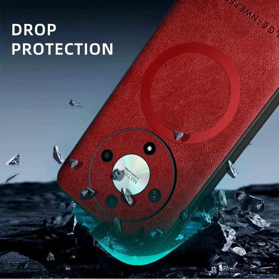 For Honor X9B X8B PU Leather Magnetic Ring Soft Edge Anti-Drop Anti-Fingerprint Phone Case