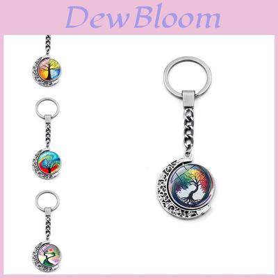 Colorful Tree Of Life Keychain Pendant Double-sided Rotating Moon Charm