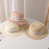 Summer Straw Hat British New Hepburn Style French M Standard Flat Top White Top Hat Sunshade Sun Hat Children
