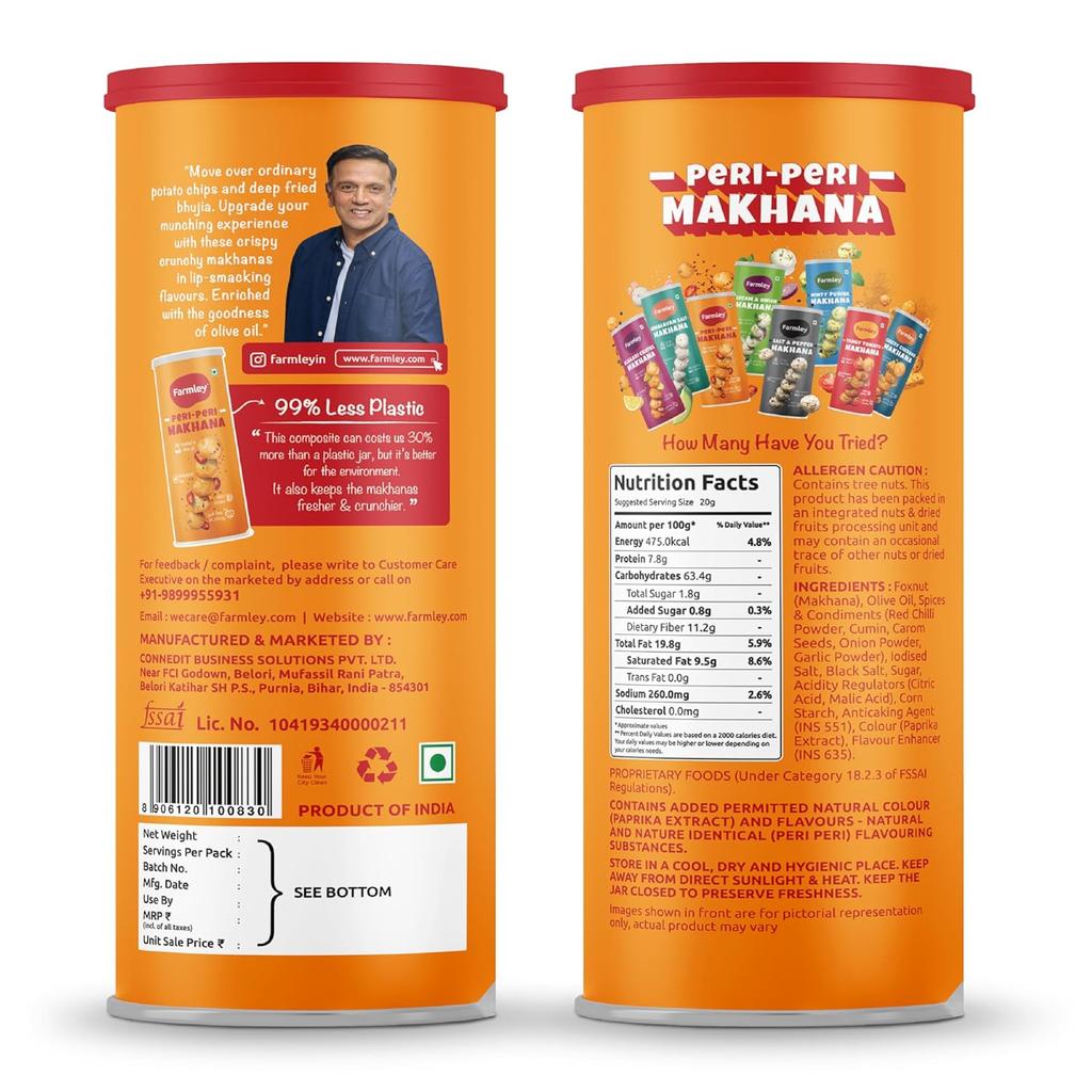 Roasted & Flavoured Healthy Makhana Snacks - Minty Pudina, Peri Peri, Tangy Tomato, Cream & Onion, Himalayan Salted | (Combo Pack of 5, 77 g Each)