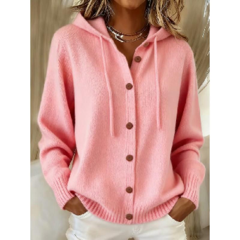 Womens Knit Hooded Cardigan Sweater 2026 Fall Winter Loose Fit Solid Color Casual Chic Outerwear