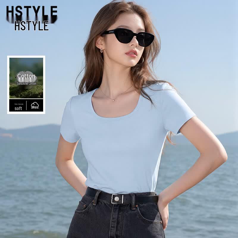 Women s Square Neck Short Sleeve Crop Top M