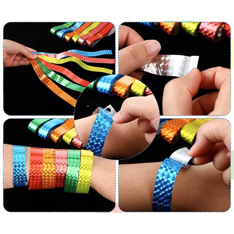 100Pcs Holographic Vip Wristbands Waterproof And Tear Resistant Design Perfect For Concerts Festivals Parties Events