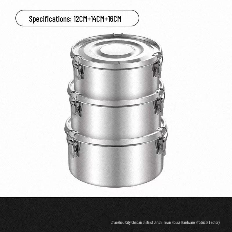 Round Stainless Steel Lunch & Fruit Box with Lid - Ideal for Salads, Fresh-Keeping, and Picnics
