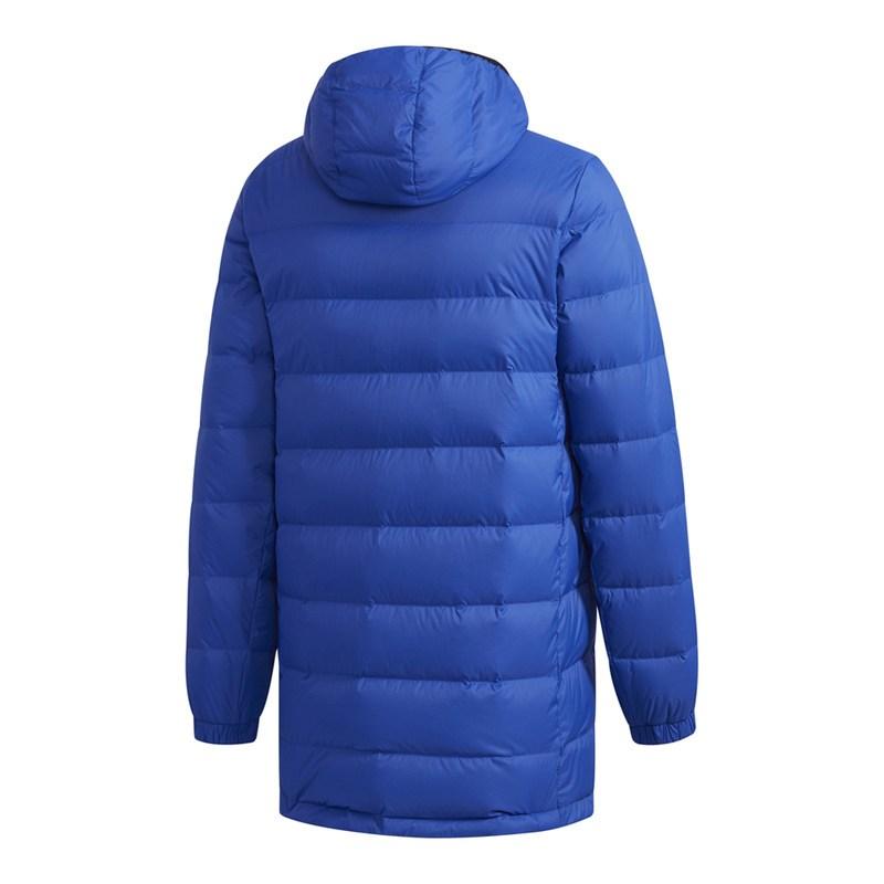Adidas Reversible Mid-Length Hooded Color Block Striped Logo Down Jacket Men Outerwear Blue Black DM1968