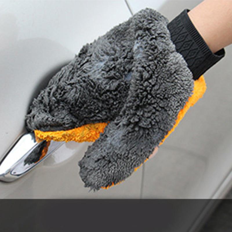 Soft Car Washing Gloves Double-sided Fleece Microfiber Chenille Drying Cloth Car Body Window Tire Cleaning Glove Thicken
