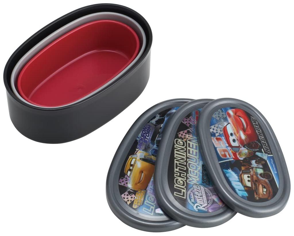 Skater Bento Boxes, Sealable Storage Containers, Set of 3, Antibacterial, Disney Cars 23, Made In Japan, 860ml (SRS3SAG-A)