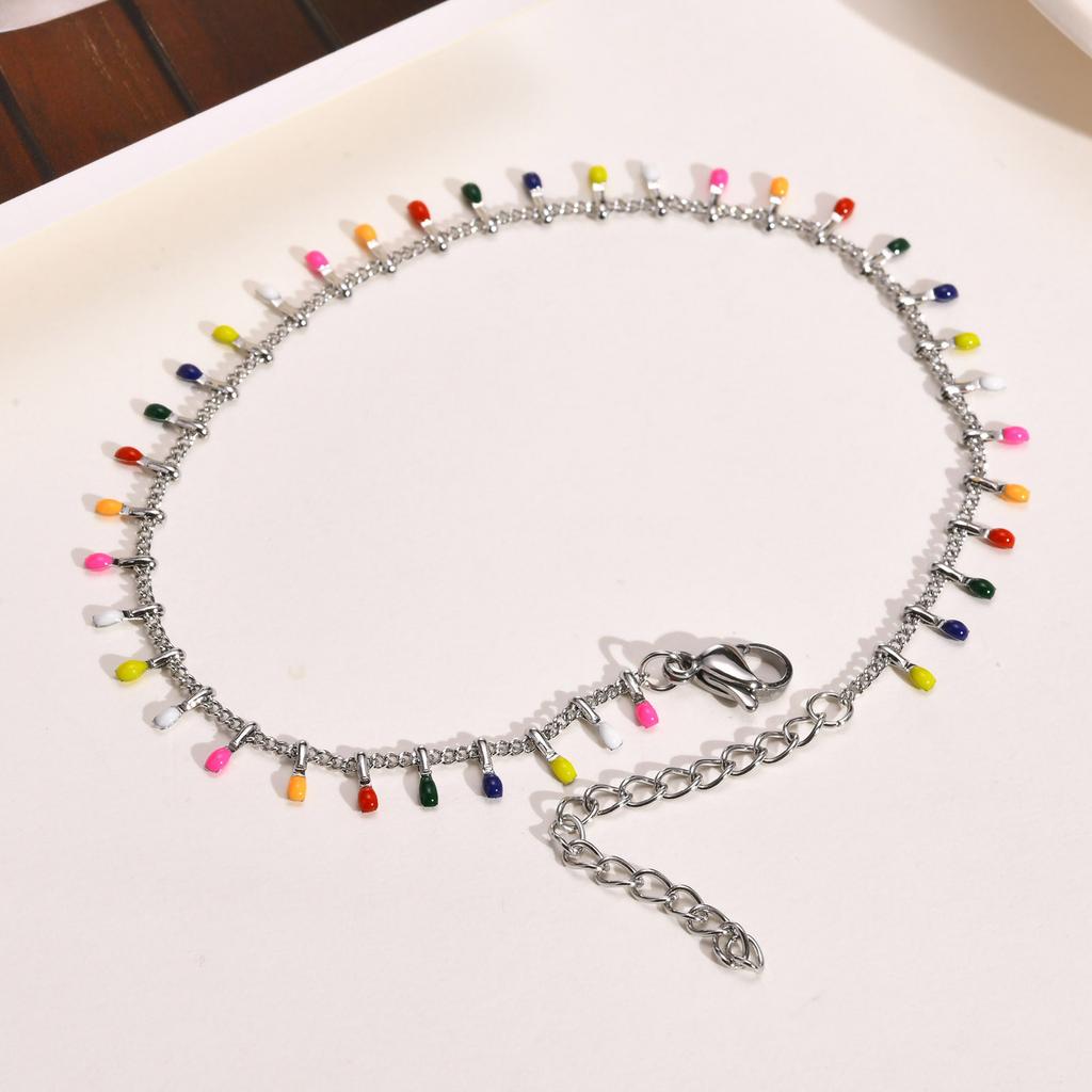 Colored Bohemia Anklet for Women,Gold Plated Stainless Steel Chain Anklets,Summer Beach Jewelry Gift