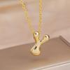 Charming Chubby Brass Polished 26-Letter Silver Pendant Necklace for Women