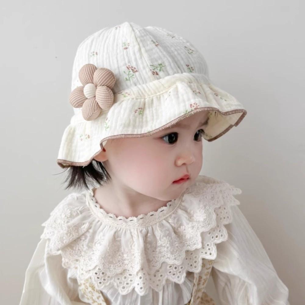 Thin Baby Girl Bucket Hat Sweet Flower Kids Outdoor Sunscreen Hat Cute Panama Fisherman Cap