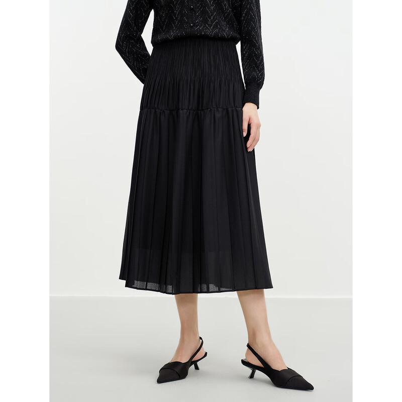 JUZUI Women's Pleated A-line Midi Skirt