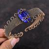 Facettiertes Blaues Saphir Armreif Kupferdraht umwickelter Armreif Verstellbarer Armreif Handgefertigter Armreif Edelstein Kupferschmuck Geschenk für Ihn