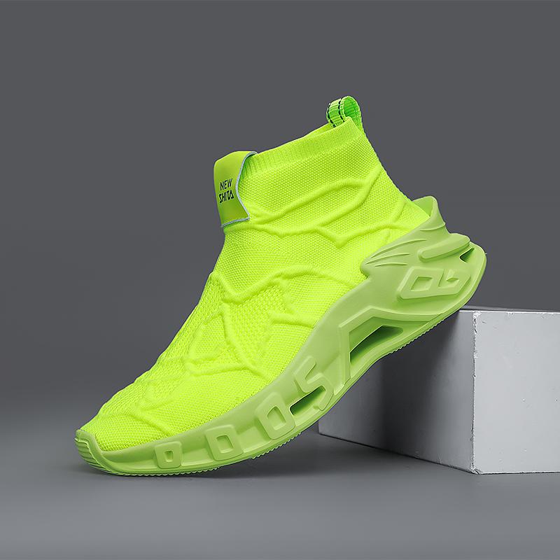 

High-Top Sports Shoes Are Novel Fashionable Non-Slip Durable Suitable for All Seasons Sneakers Men Sheos Trainers Tides Running 39 зелёный