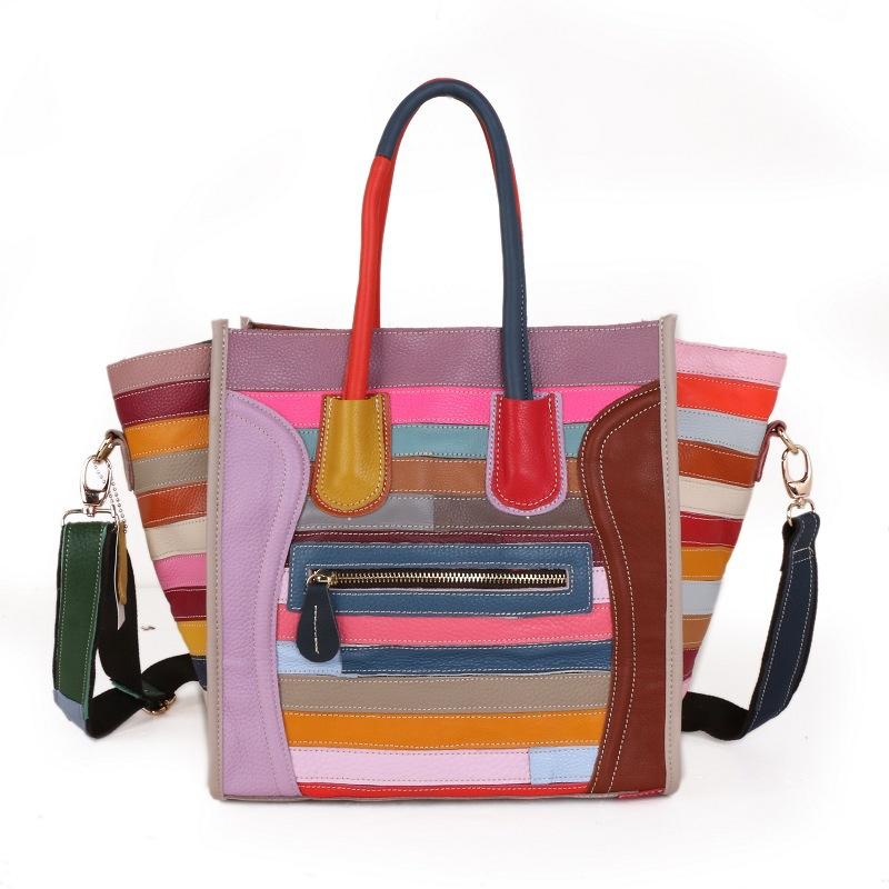 Bags Women'S Bags Sheepskin Handmade Colored Tote Bags Shoulder Bags Women'S Bags Tide Bags