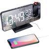 Projection Alarm Clock for Bedroom Ceiling Digital Clock Radio with USB Charger Ports 12/24H,Snooze,Dual Loud Alarm Clock