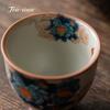 Ru Kiln Tea Cup Large Cups Ceramic High Foot Tea Bowl Teacups Chinese Beautiful Teacup Pottery Maker Porcelain Puera Pair Tool