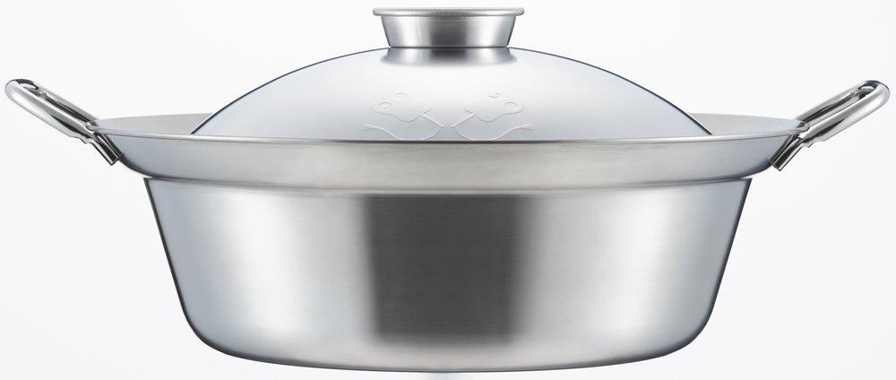 Yoshikawa Chanko Stainless Umaisaisai Simple Induction and Direct Heat Made In SJ2198 Pot, 28cm, Steel, 5.9L (5900ml), Tabletop, (Beautiful