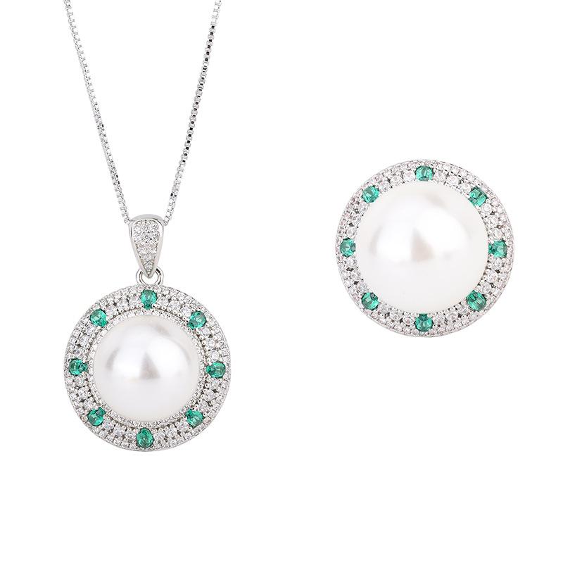 Micro-inlaid copper bottom gold-plated wish inlaid white fritillary pearl color separation stone women's suit 16mm4mm