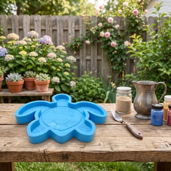 Easy DIY Paving Molds Reusable Sea Turtle Stepping Stone Mold for Garden Art, Oceans Theme Concrete Personalized Outdoor Gift Gardeners Paver