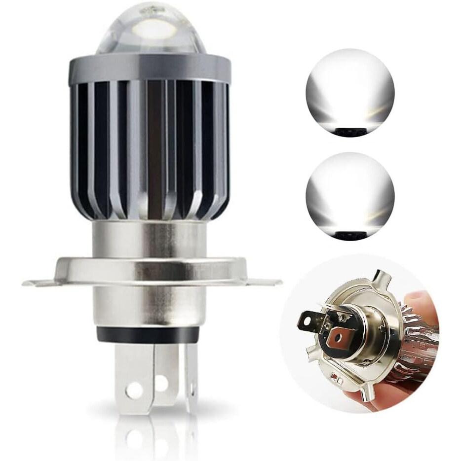 

1PC H4 LED Motorcycle Headlight Bulb 6000LM Hi/Lo Beam, CSP Lens, 3000K/6000K (Yellow/White), 12-80V H4