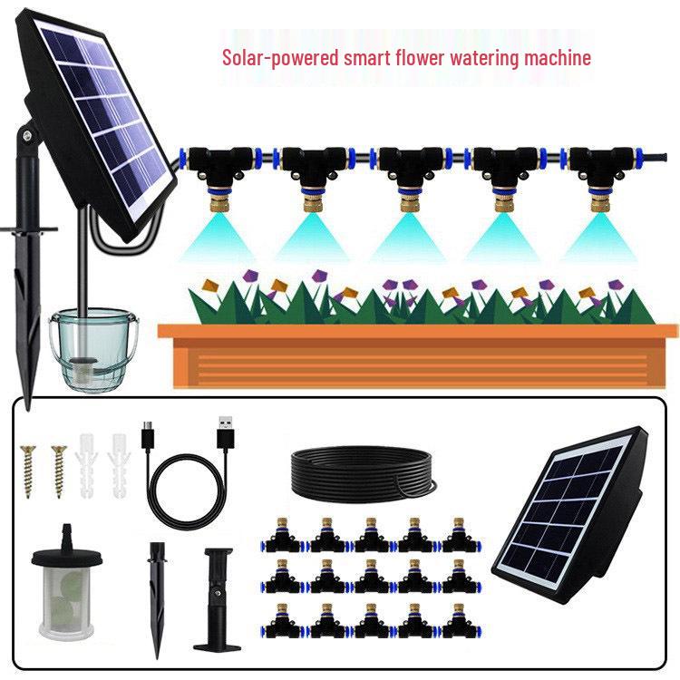 Solar-Powered Smart Watering Kit: Automatic Timer & Self-Watering Sprinkler for Plants