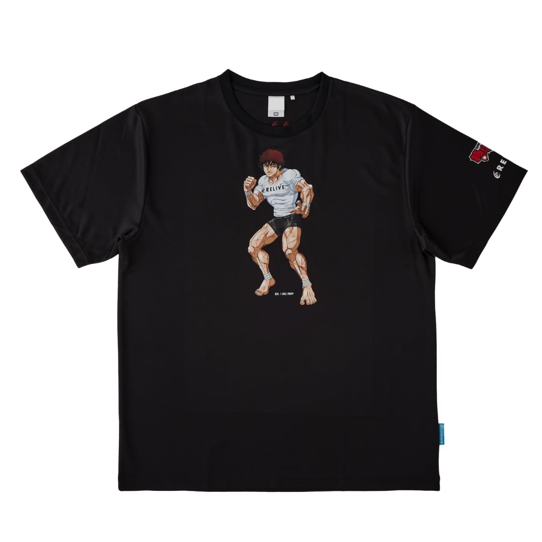 

Футболка-коллаборация Baki Baki с коротким рукавом и круглым вырезом [Футболки Relive] [Модель Hanma], (M) чёрный