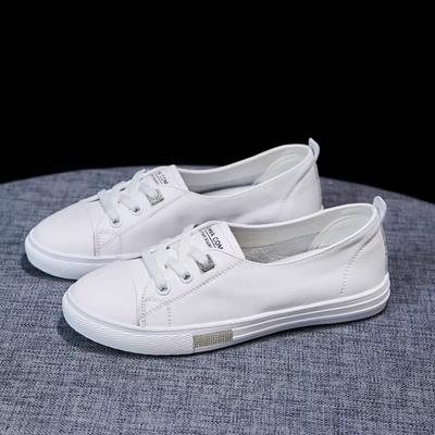 Cowhide Shallow Mouth White Shoes Women's Summer One-pedal Genuine Leather New Casual Women's Shoes Flat-bottomed Versatile Single Shoes Board Shoes