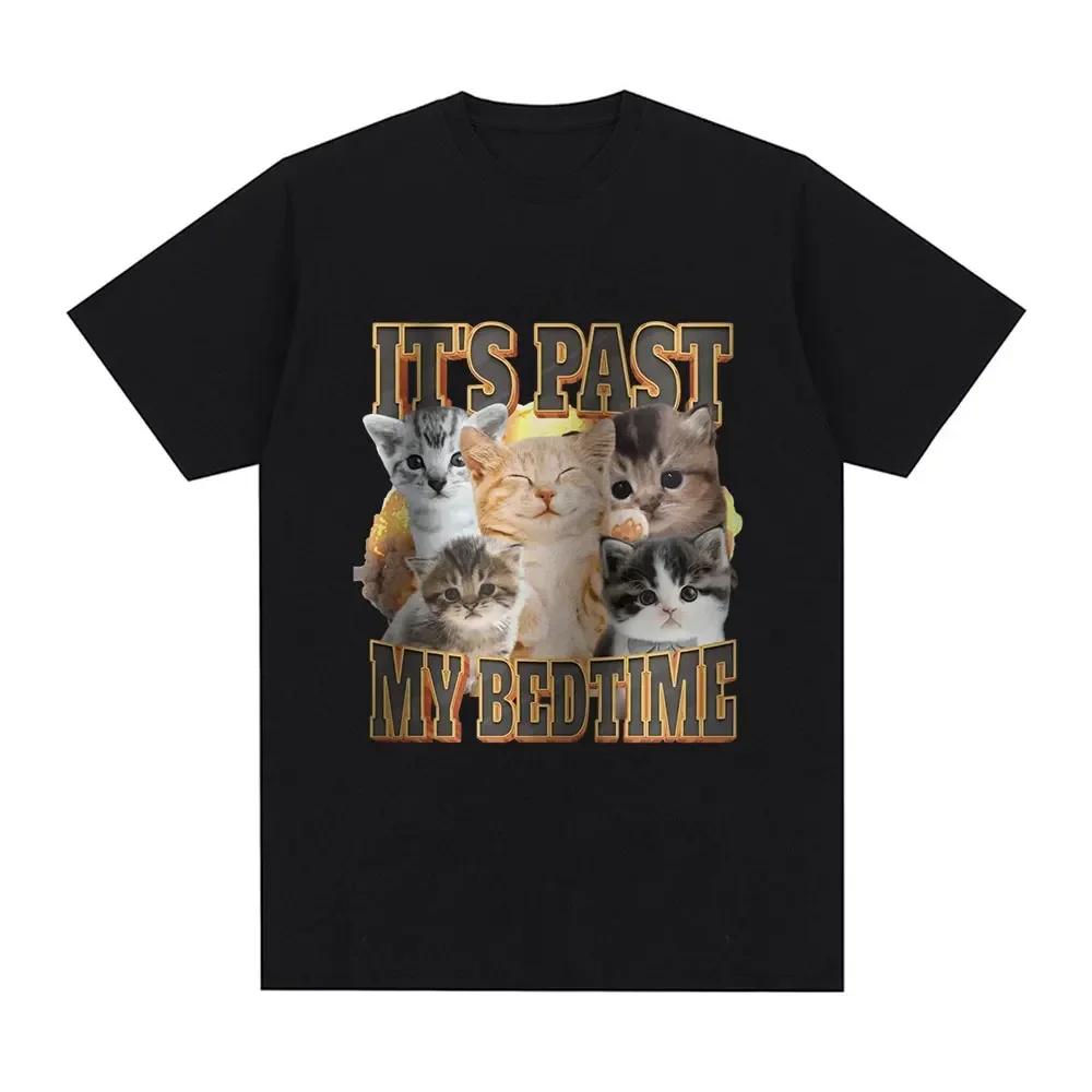 

It s Past My Bed Time Funny Cat T-Shirts Fashion Vintage T Shirt for Women Casual Short Sleeve Cartoon Clothing 4XL