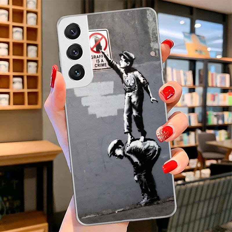 Street Art Banksy Graffiti Cover Phone Case For Samsung Galaxy S26 S25 Edge S24 Ultra S23 S22 Plus S21 S20 FE Soft Fundas Shell