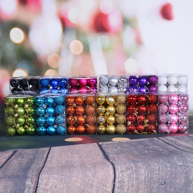 24Pcs Hanging Pendants Ornament Decorative Round Plastic Ornaments Ball Party